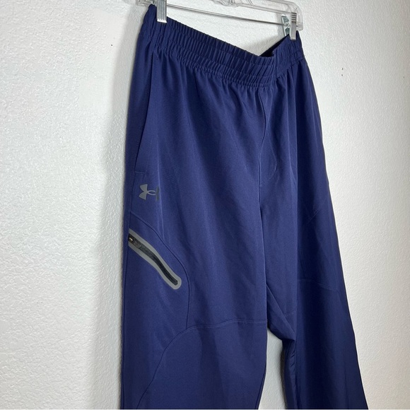 Under Armor Mens Nylon Wide Leg Sweat Pant Navy Blue Large - Picture 3 of 8